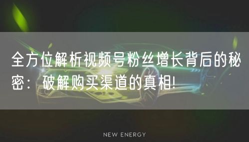 全方位解析视频号粉丝增长背后的秘密:破解购买渠道的真相!