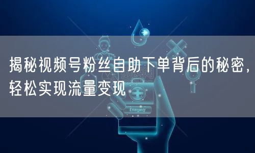 揭秘视频号粉丝自助下单背后的秘密,轻松实现流量变现