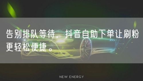 告别排队等待,抖音自助下单让刷粉更轻松便捷。