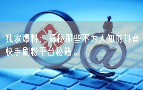 独家爆料:揭秘那些不为人知的抖音快手刷粉平台秘籍。
