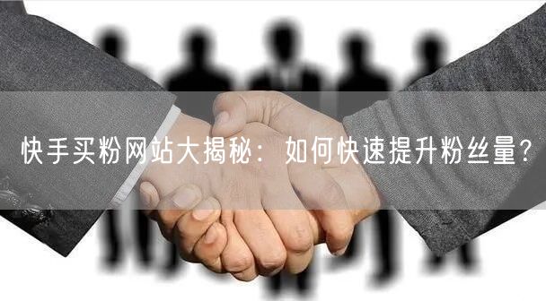 快手买粉网站大揭秘:如何快速提升粉丝量?