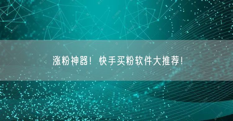 涨粉神器!快手买粉软件大推荐!