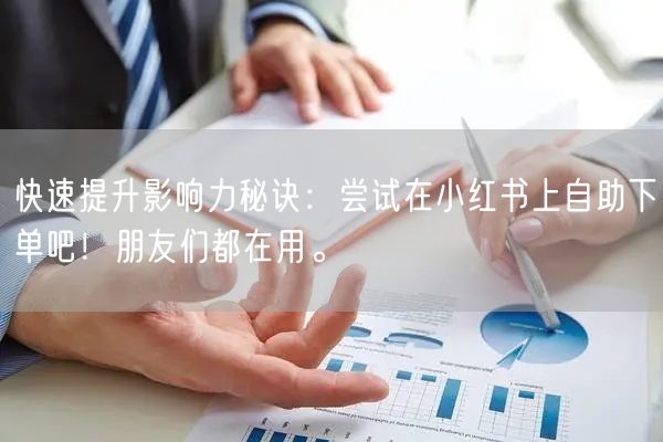 快速提升影响力秘诀:尝试在小红书上自助下单吧!朋友们都在用。