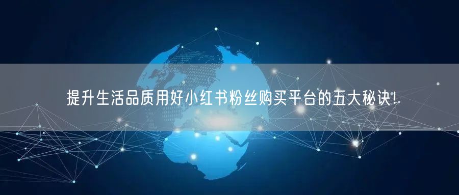 提升生活品质用好小红书粉丝购买平台的五大秘诀!